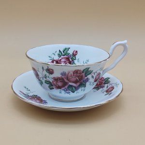 Clarence Tea Cup & Saucer -Red Flowers Pattern 734/67